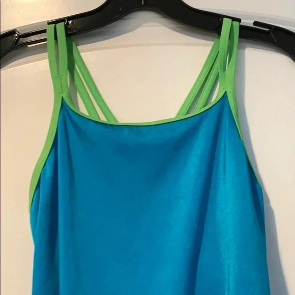 SPEEDO Girls Racerback Swimsuit Blue Metallic One-Piece - Picture 2 of 4